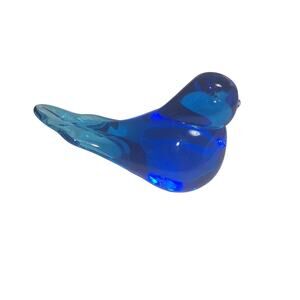 Vintage Handblown Art Glass Blue Bird of Happiness 4"L